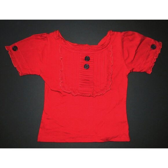 Baby Gassy Gooma girls red black tuxedo ruffle short sleeve top shirt holiday 6 - Picture 2 of 5